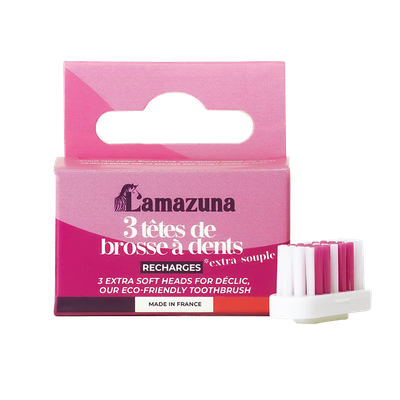 Lamazuna Set of 3 Extra soft toothbrush heads - Déclic - Per Set
