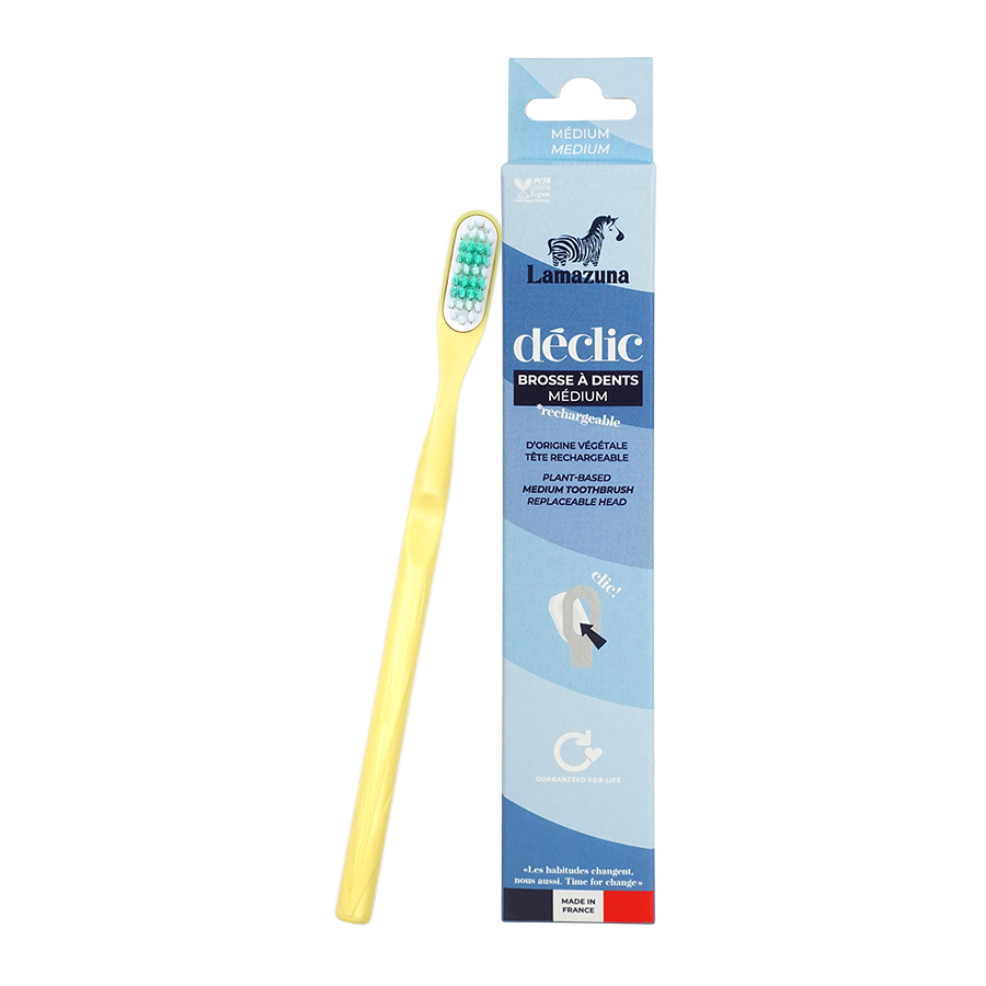 Lamazuna Medium Toothbrush - Déclic - Mimosa Yellow