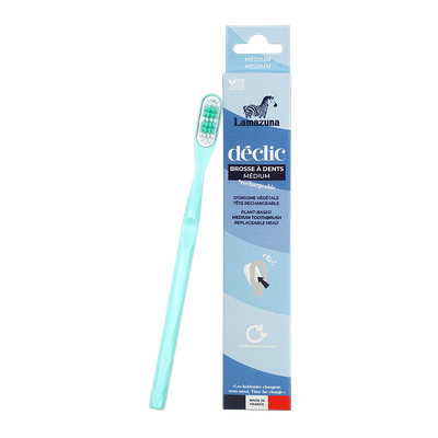Lamazuna Medium Toothbrush - Déclic - Water Green