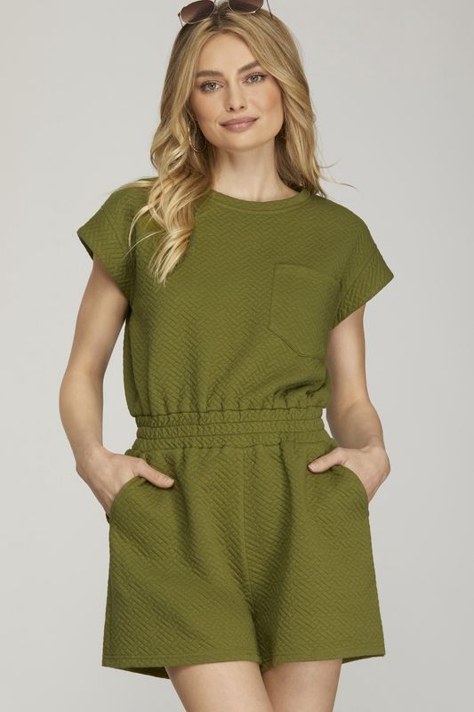 Olive Textured Romper