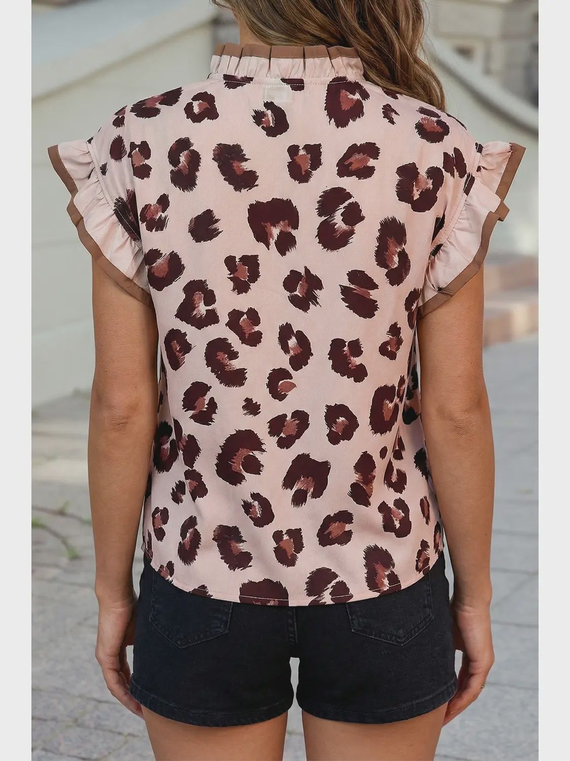 Western Leopard Khaki Flutter Sleeve