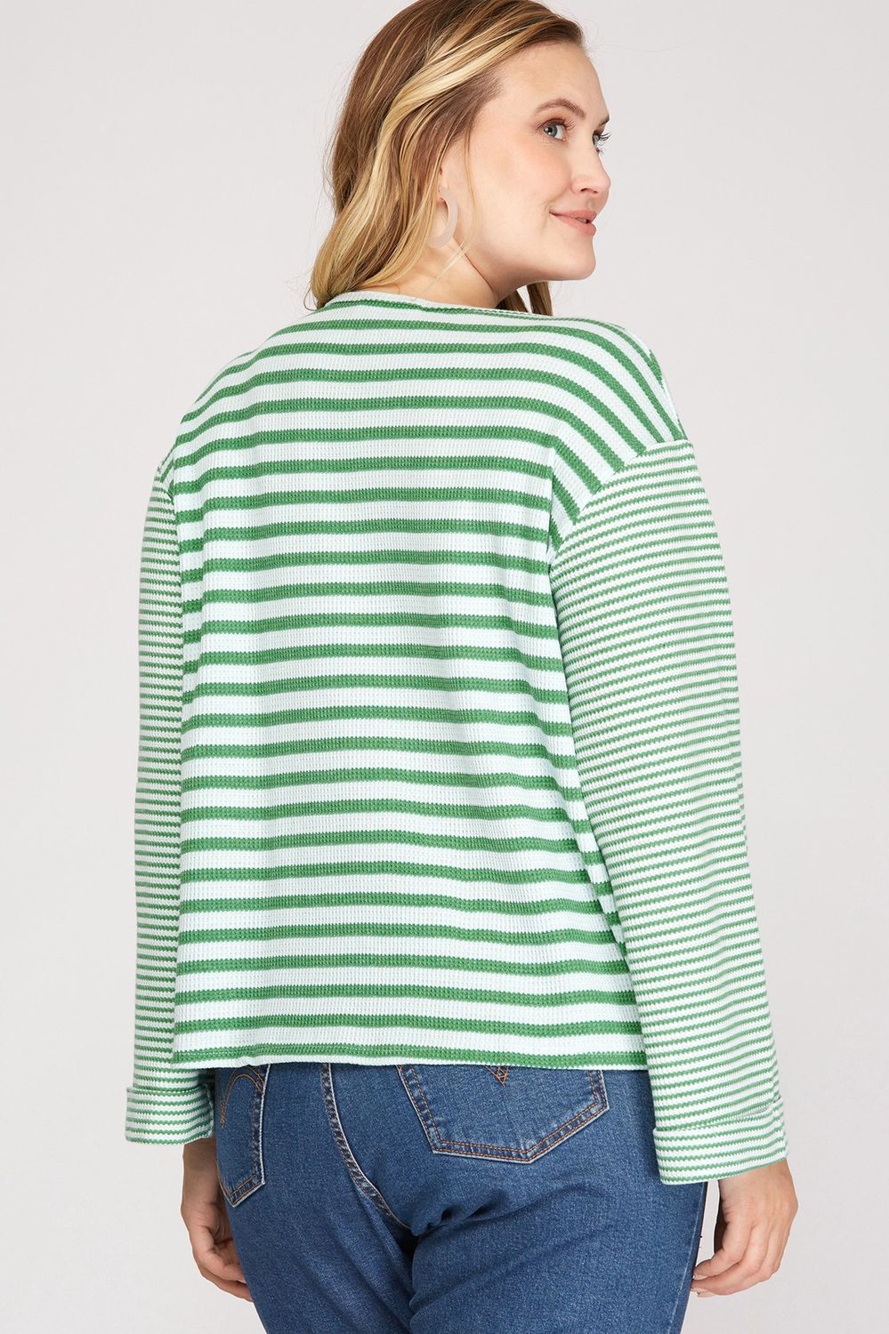 Green Stripe Knit Top