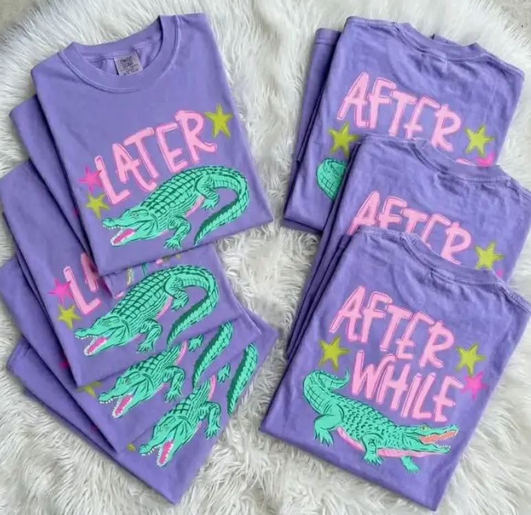 Later Gator After While Crocodile Comfort Colors Tee: Butter