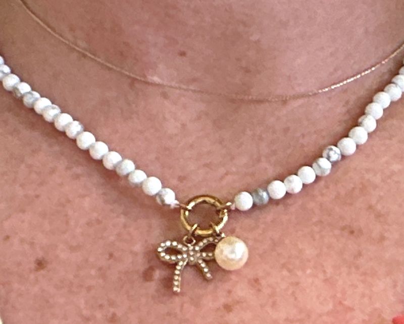 Semi Precious Natural Stone Charm Keeper Necklace