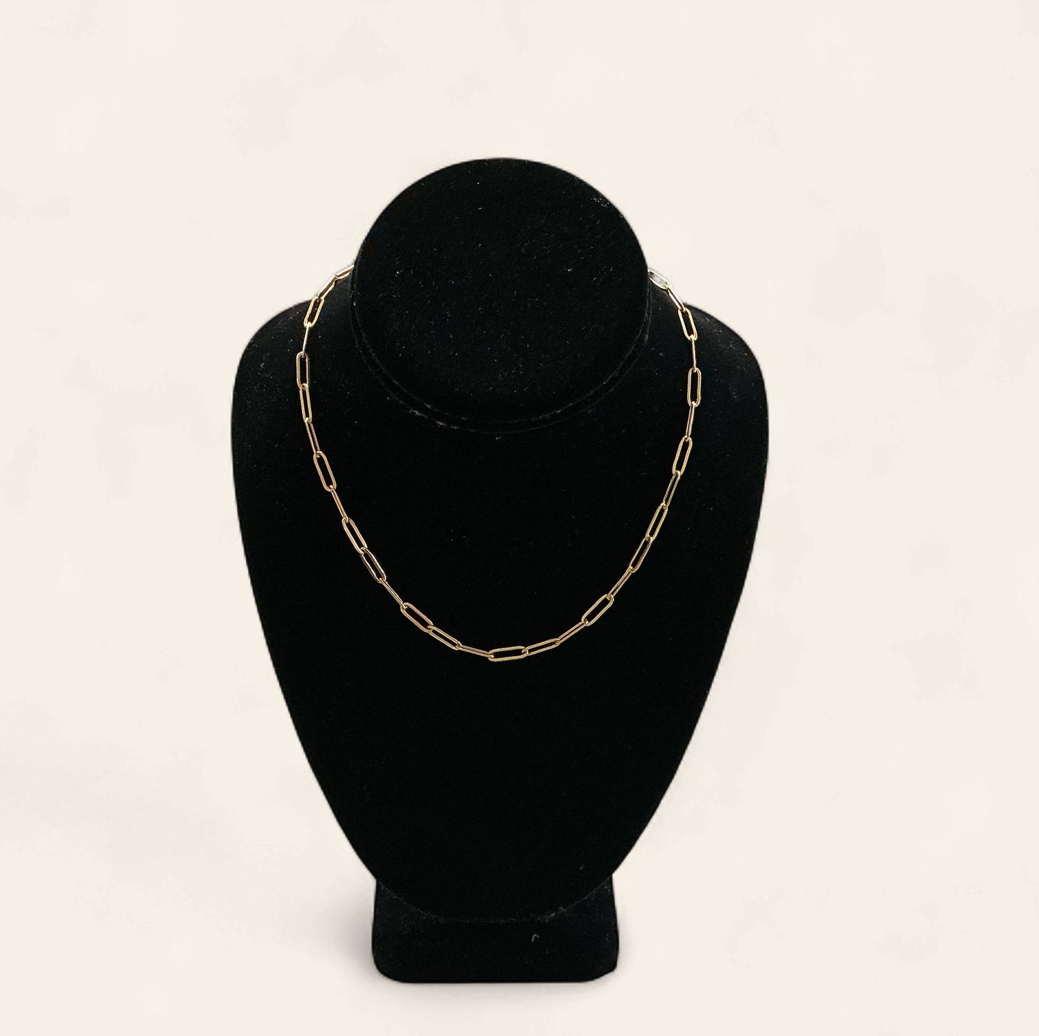 18k gold PVD Stainless Steel Paperclip Chain Necklace, Colour: Gold, Size: 16” + 2”