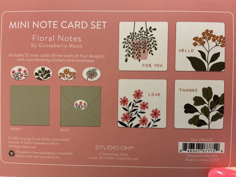 Floral Notes Mini Note Card Set
