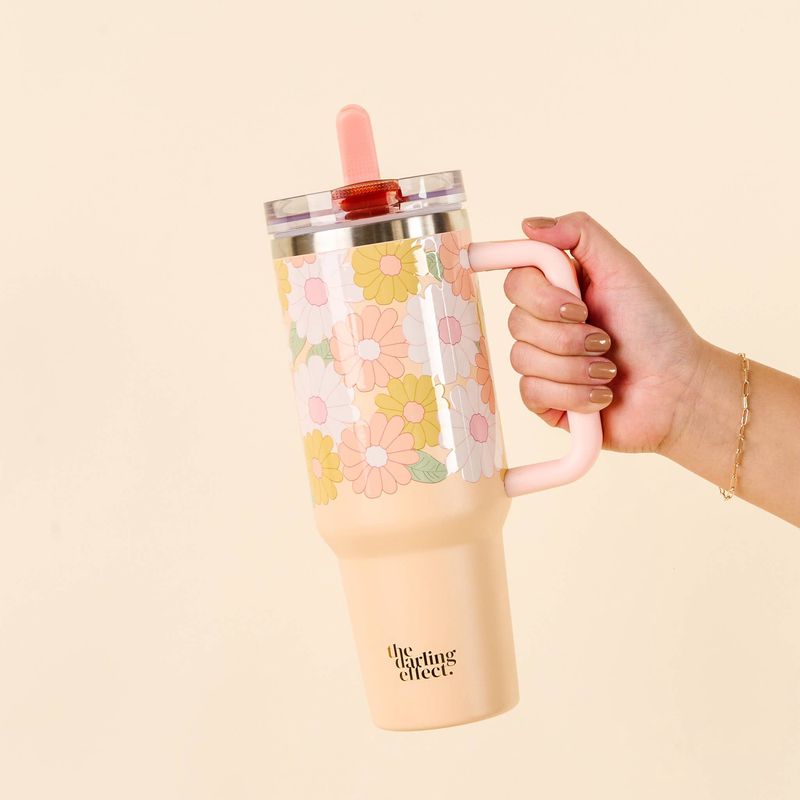 40 oz Lifestyle Flip Straw Tumbler-Daisy Craze Peach