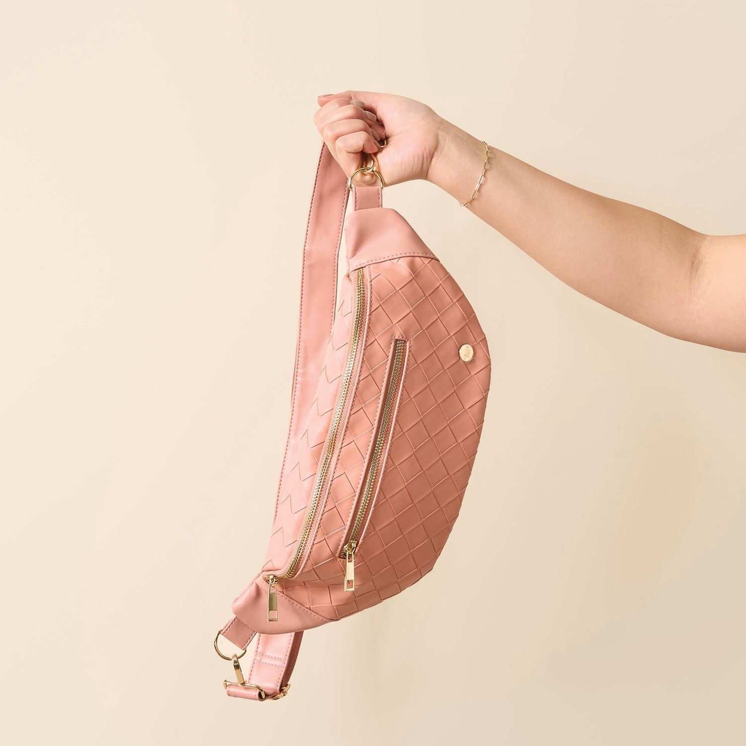 Trendy Luxe Belt Bag- Woven Rose
