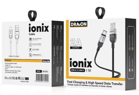 USB to USB-C Cable ( ionix ) (1M) -Noir