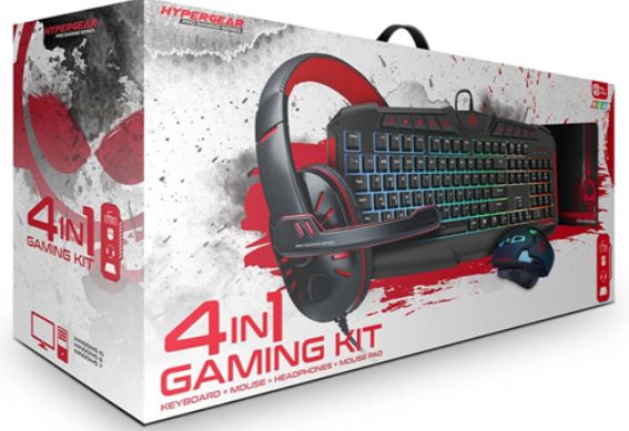 Kit gaming HYPERGEA 4 en 1 RGB (clavier + souris + casque + tapis de souris)