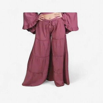 Flowy Tiered Wide Leg Pants - Dk. Rose