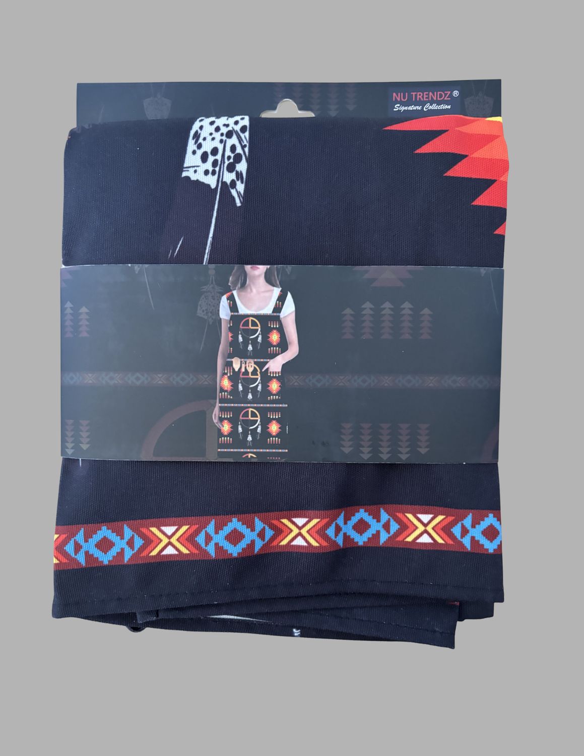 Apron Denim Medicine Wheel, Color: Black