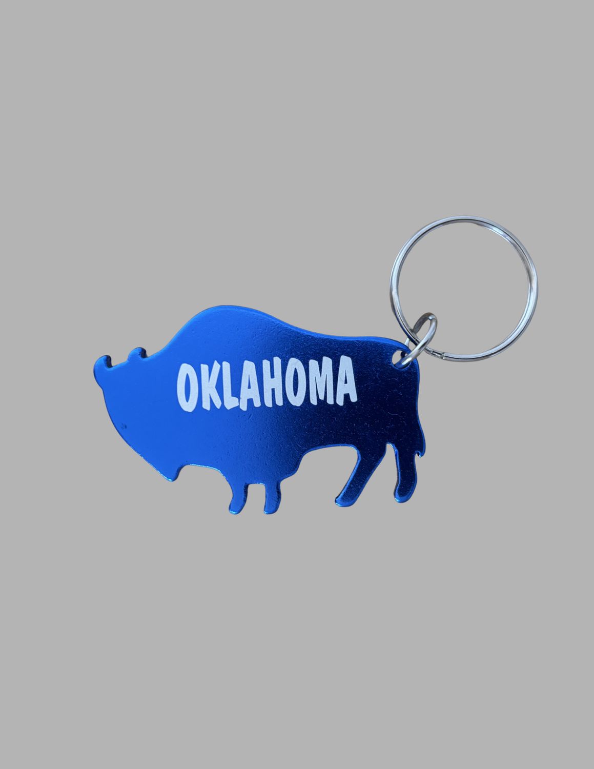 Buffalo KeyChain with Ok Metal, Color: Blue