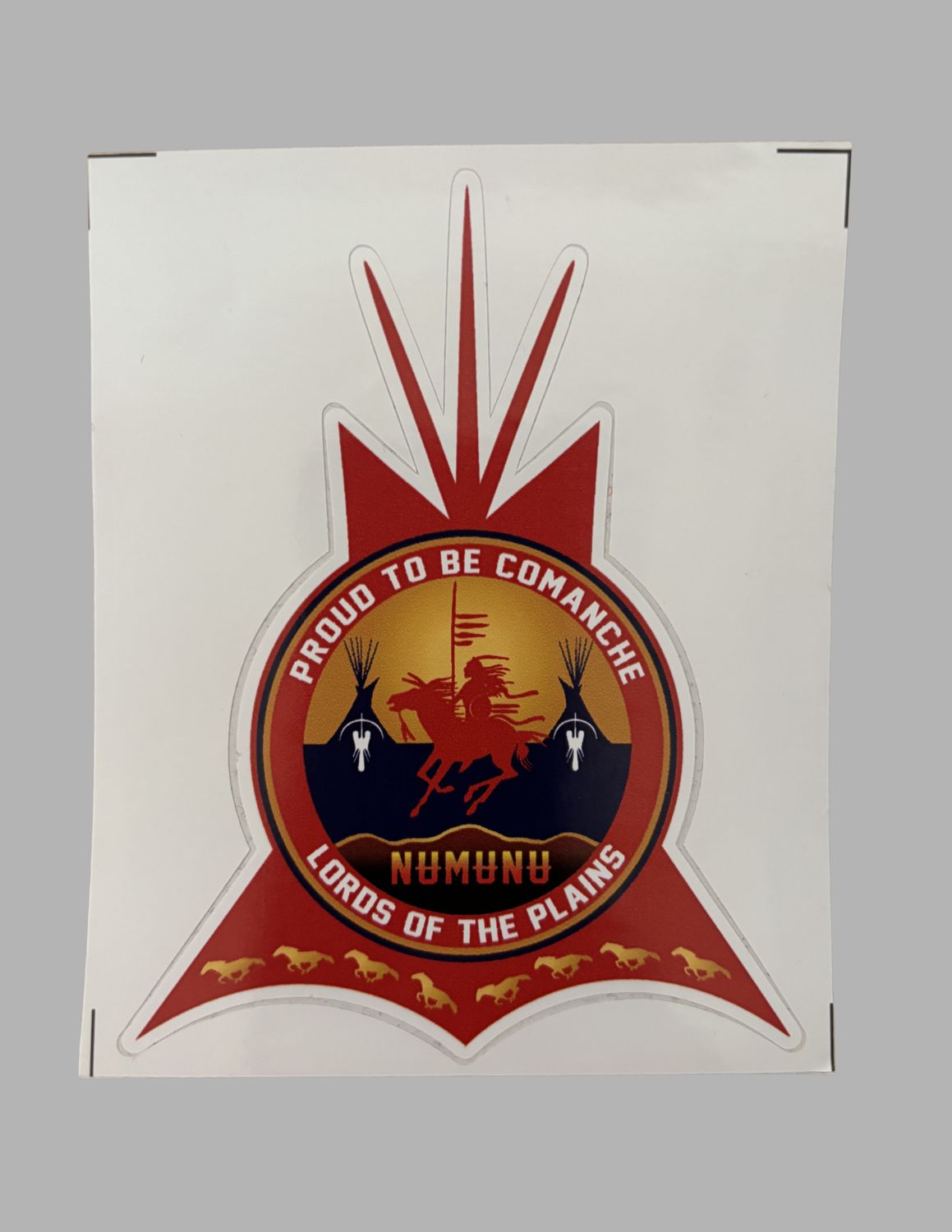 Comanche Nation Tipi Sticker, Color: Red