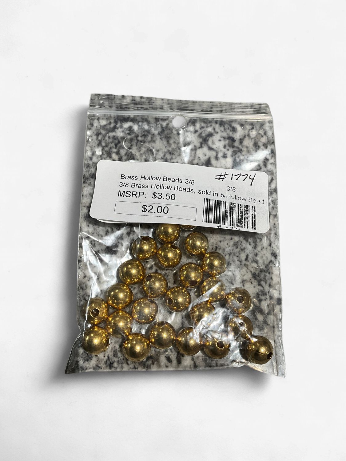 Brass Hollow Beads 3/8