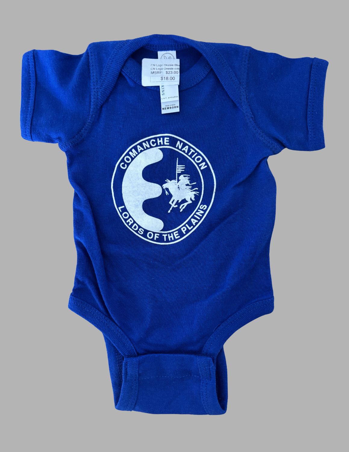 C.N. Onesie Blue W/ White Logo, Size: Newborn