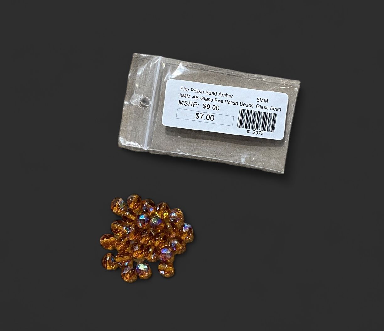 8 mm Fire Polish Beads Amber