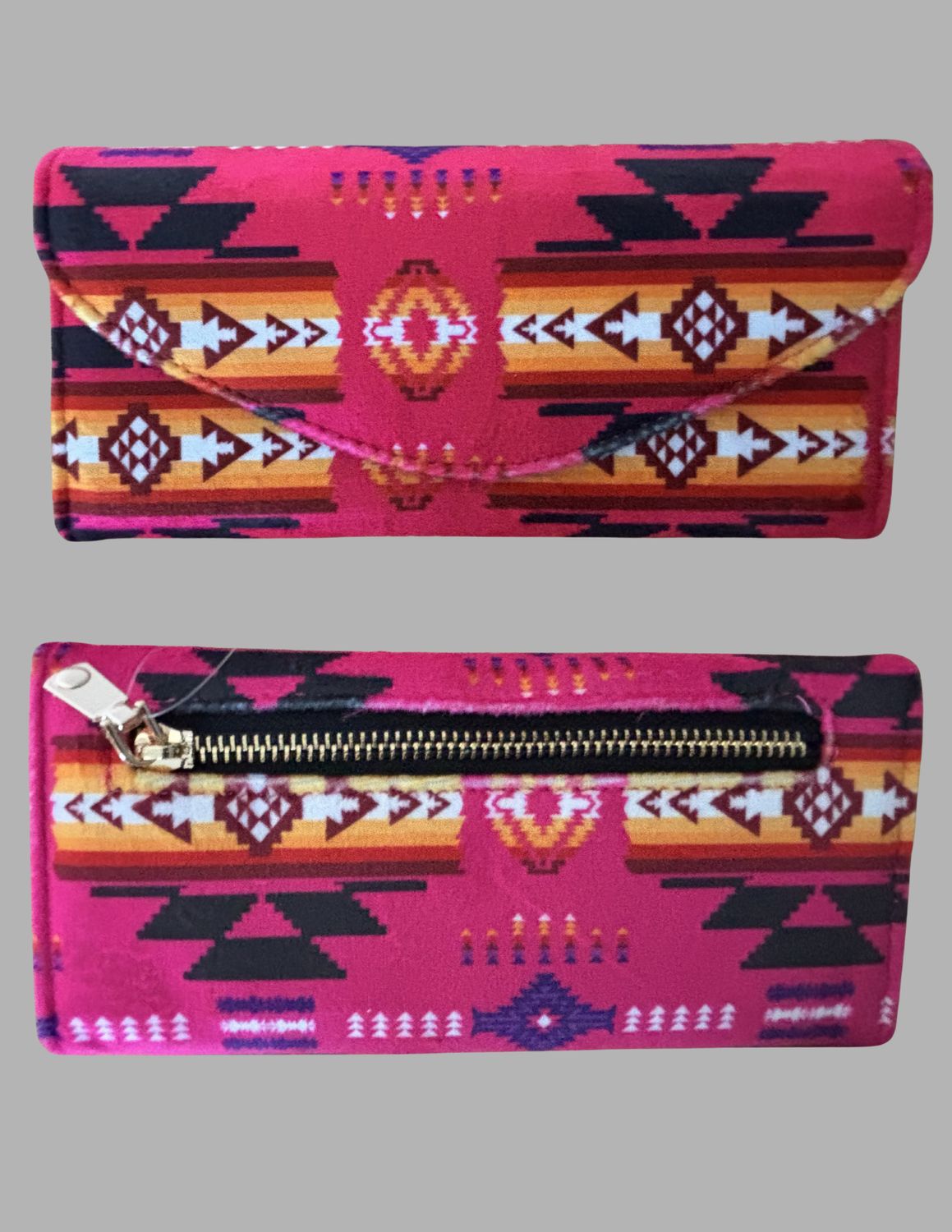 Ladies Fleece Zippered Twin Wallet, Color: Pink