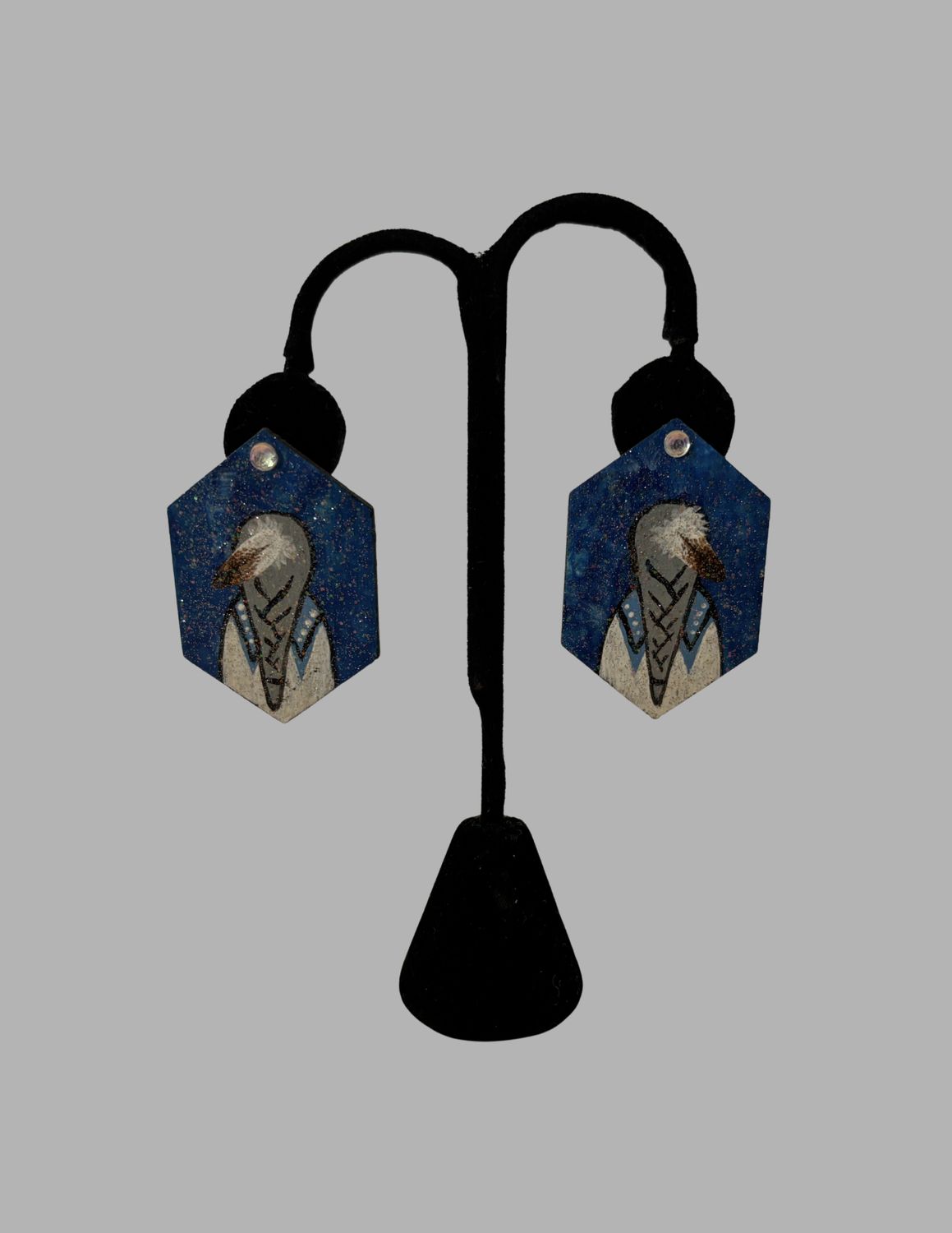 Hand Painted Earrings, Color: Dark Blue