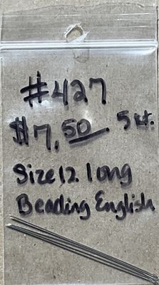 English Beading Needle Size 12 5 Count