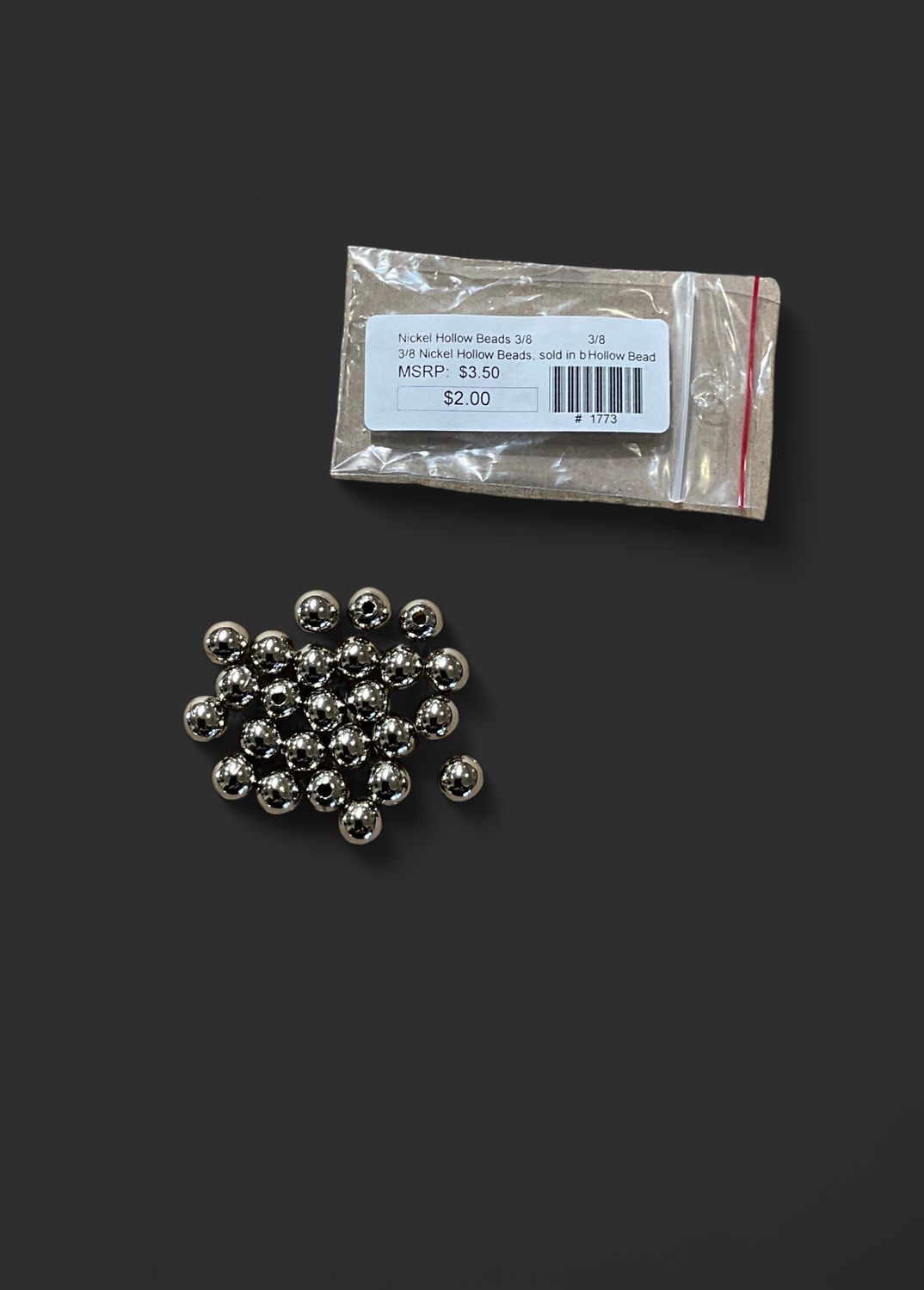 Nickel Hollow Beads 3/8