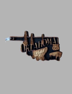 Oklahoma Wooden Key Ring