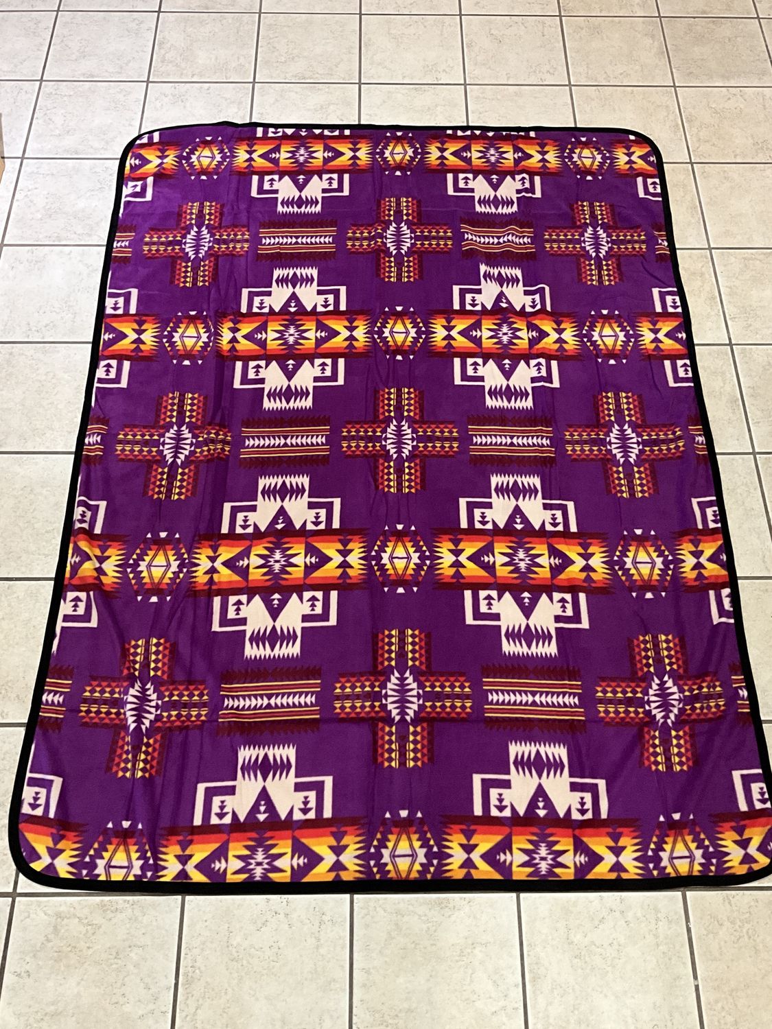 Aztec Fleece Soft Blanket, Color: Purple
