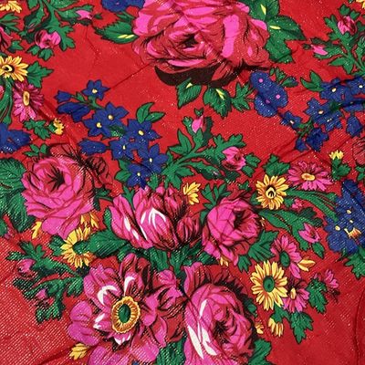 Shoulder Floral Scarf Red 60x60