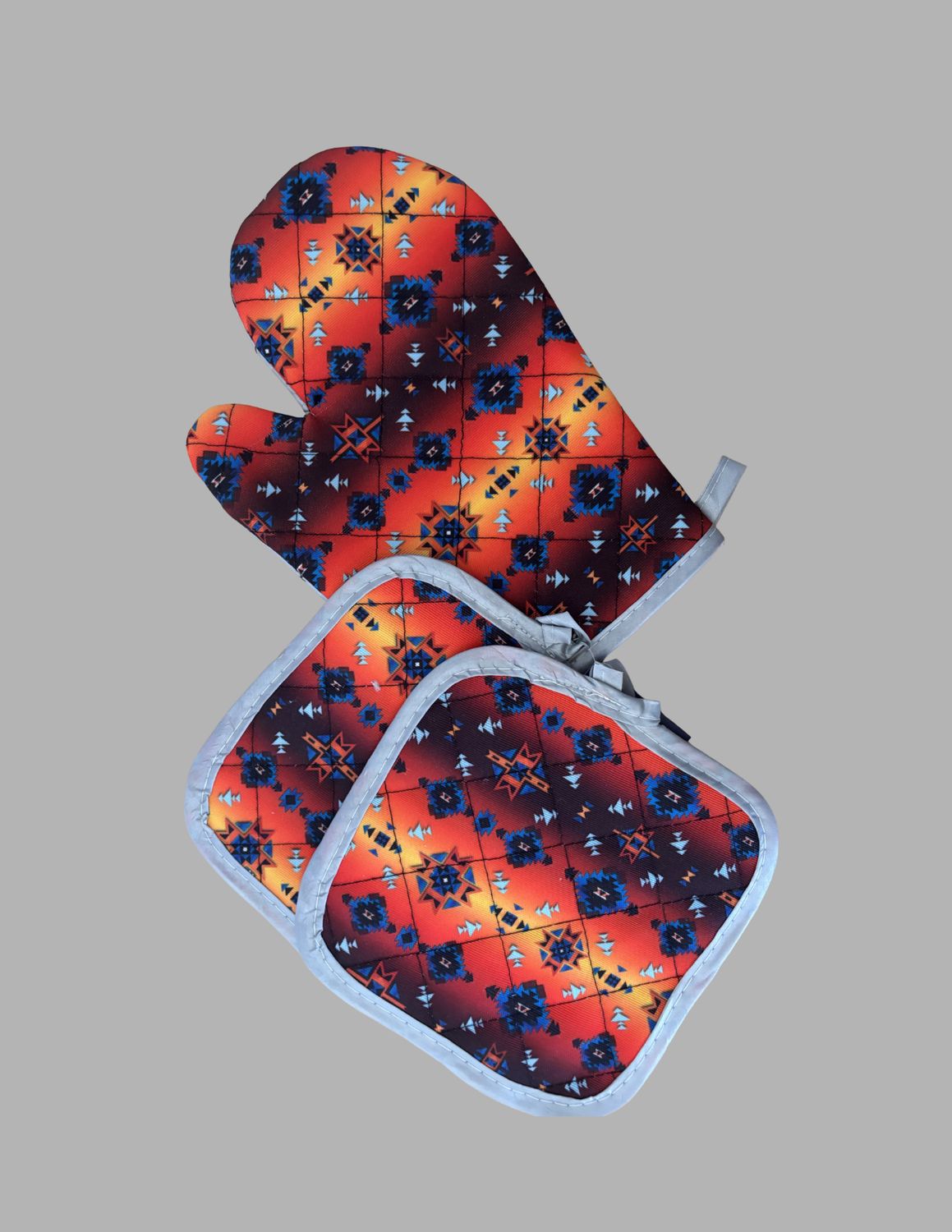 Oven Mitt &amp; Pot Holder Diamond Star, Color: Red