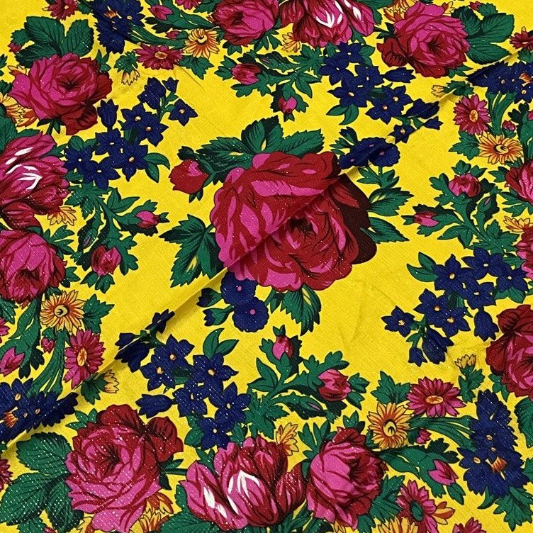 Shoulder Floral Scarf Yellow 60x60