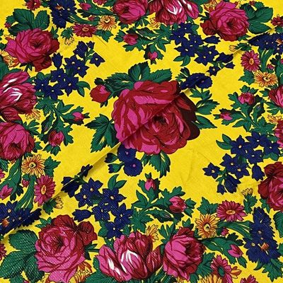 Shoulder Floral Scarf Yellow 60x60