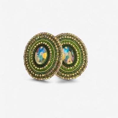 Large Oval Beaded Earrings