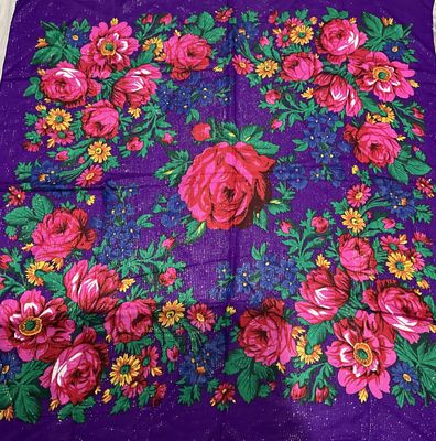 Floral Scarf Purple Metallic 44x44