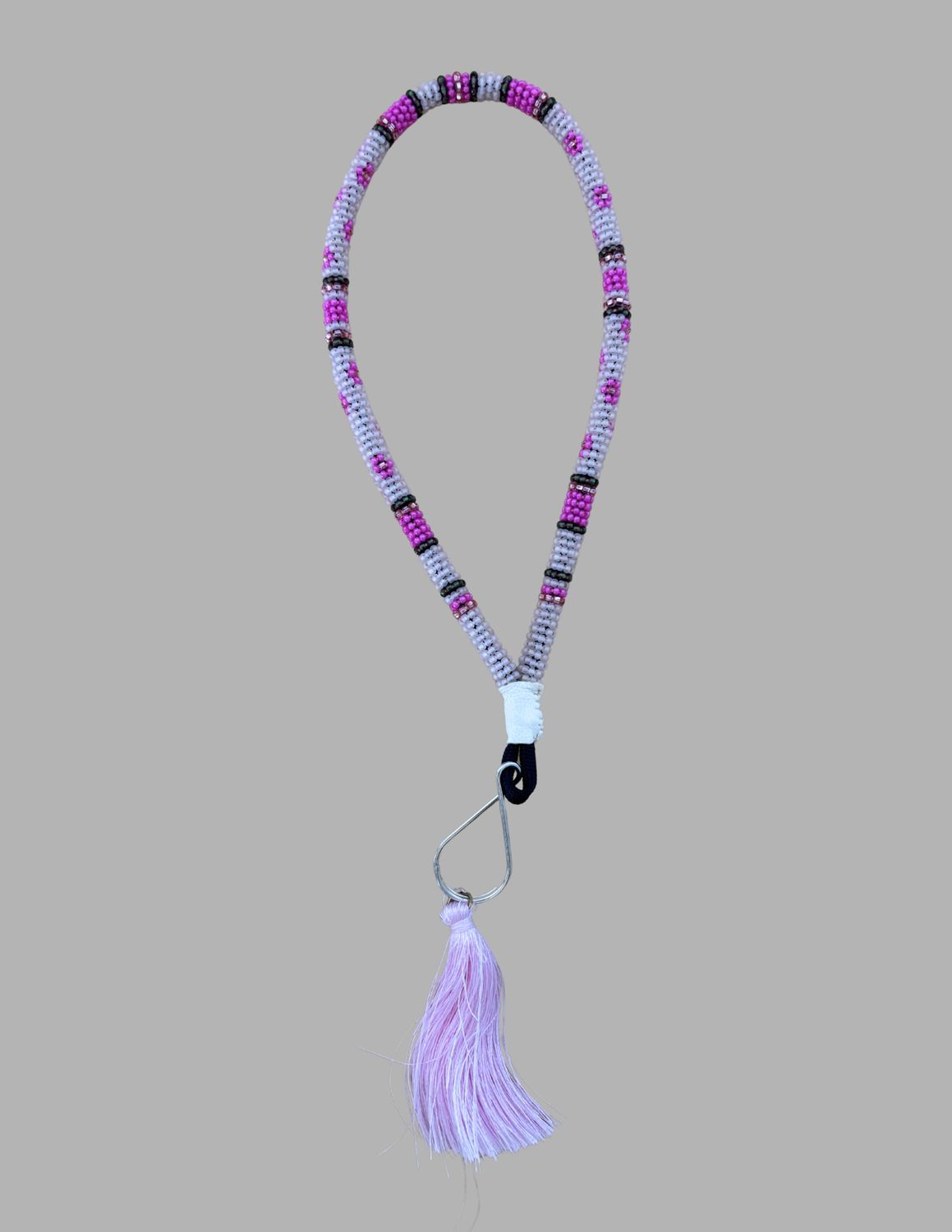 Pink Beaded Keychain with Tassle
