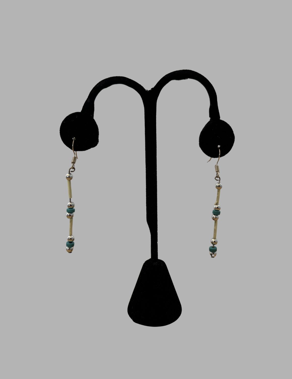 Blue and Silver Beaded Earrings