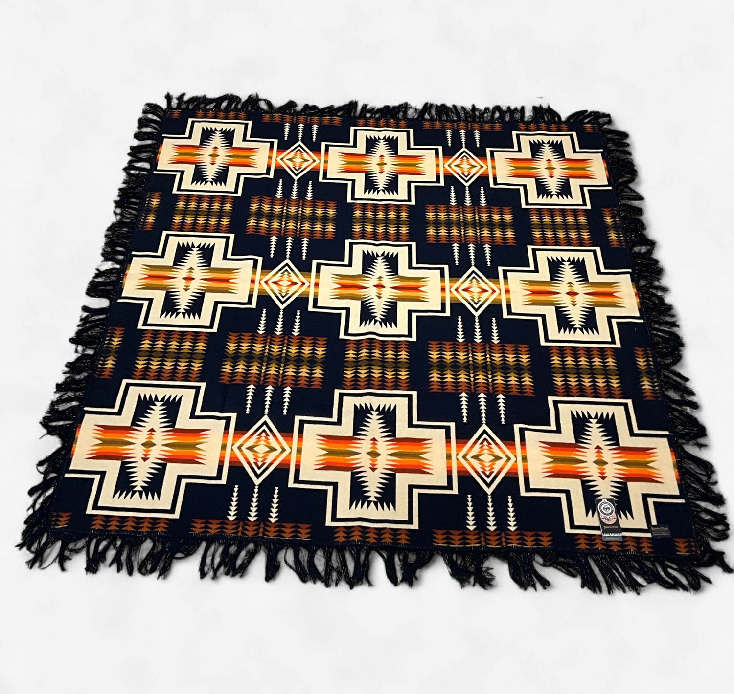 fringed napped shawl, Colour: harding navy