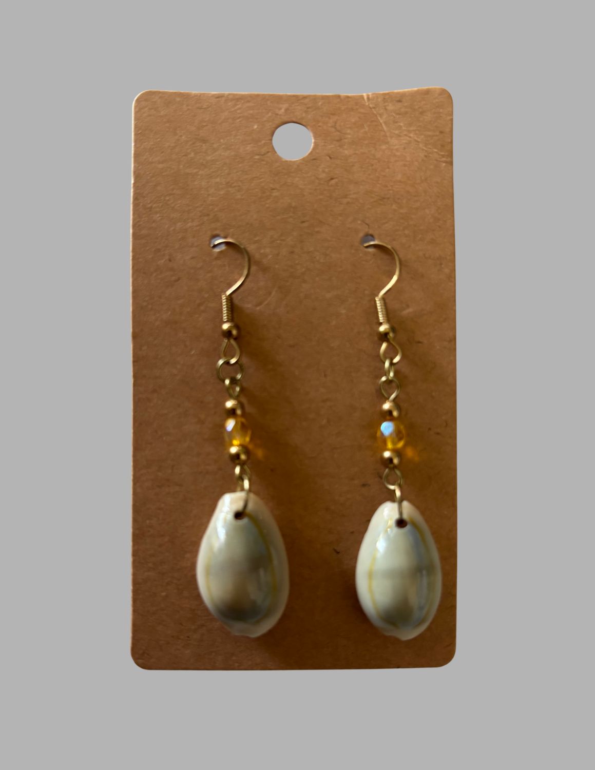 Mini Cowrie Earrings, Color: Yellow