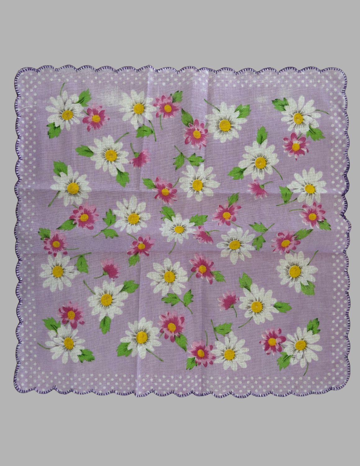 Floral Handkerchief, Color: Purple Daisies