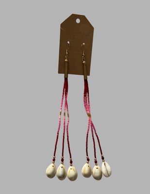Three Strand Cowrie Earrings