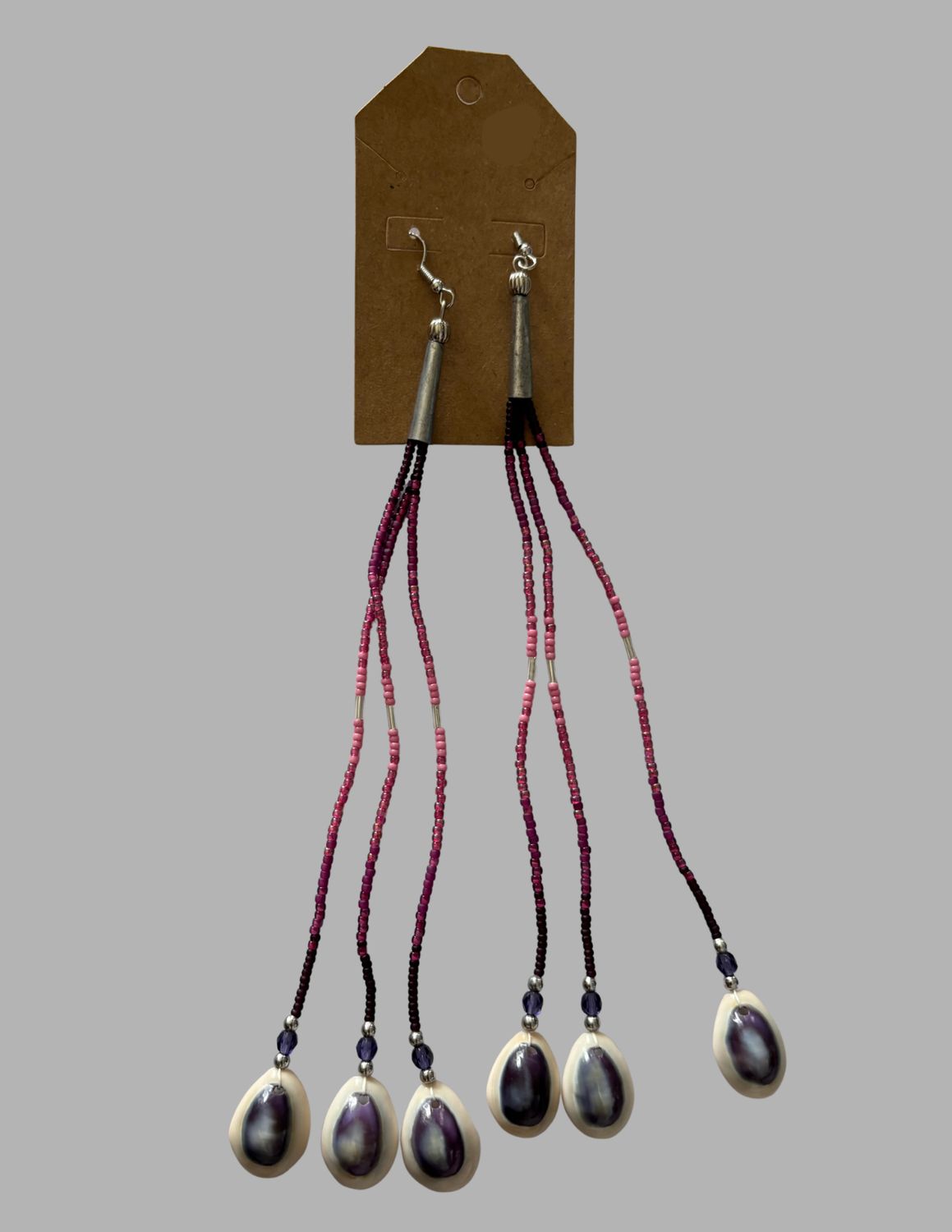Three Strand Cowrie Earrings