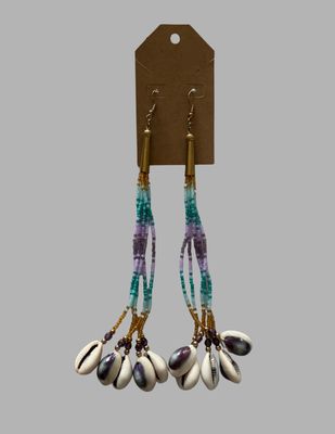 Five Strand Cowrie Earrings