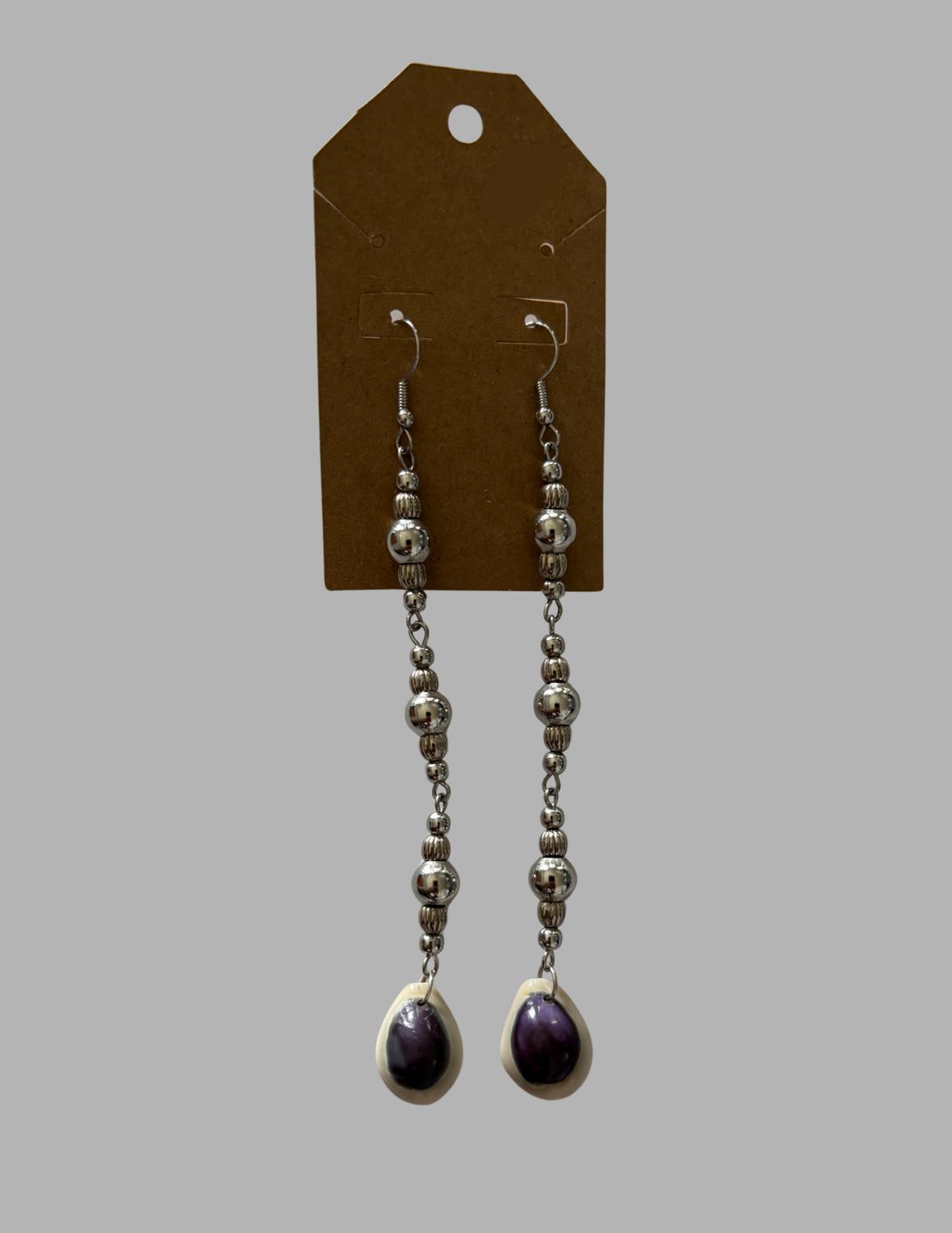 Medium Sized Cowrie Earrings, Color: Silver