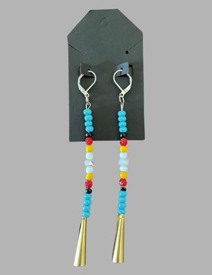 Beaded Earrings/Gold Cone