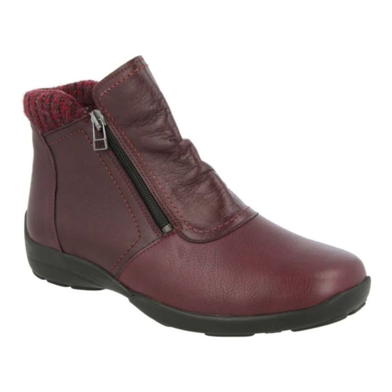 Bottillon d'automne à glissière Stoke de Easy B bourgogne pour femme