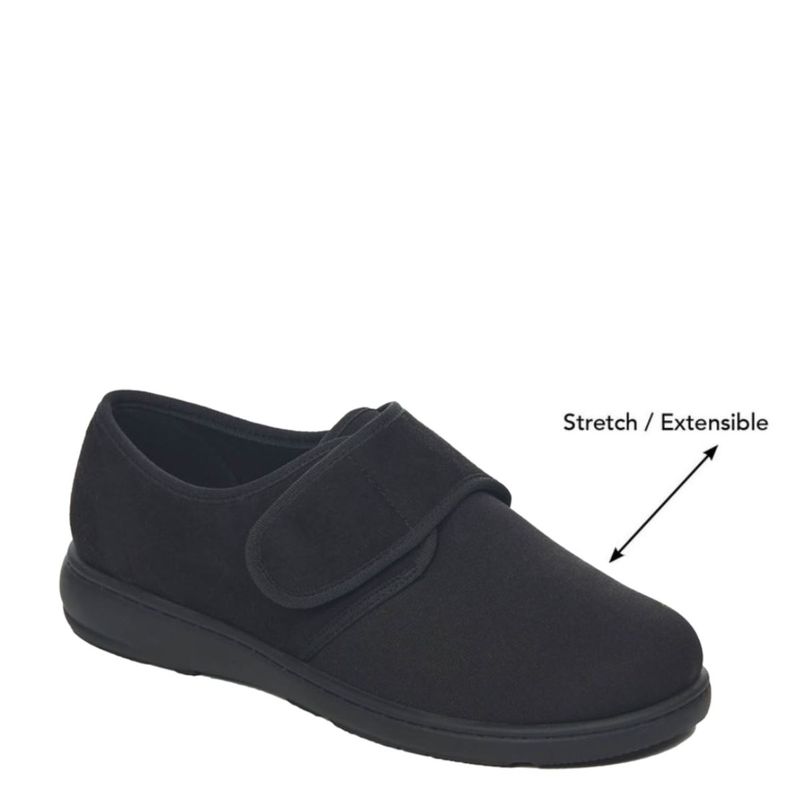 Pantoufle unisexe à velcro extensible noire Dallon de Biotime