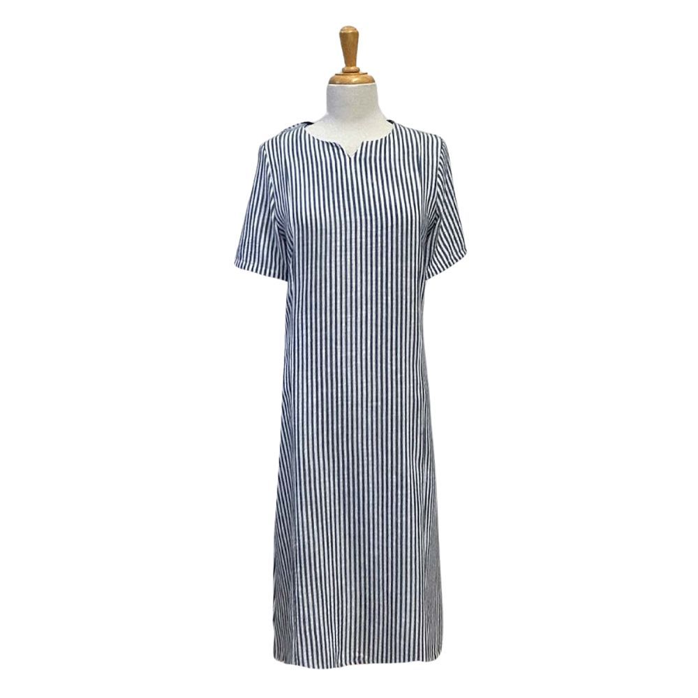 Robe adaptée d'été manches courtes lignée bleue