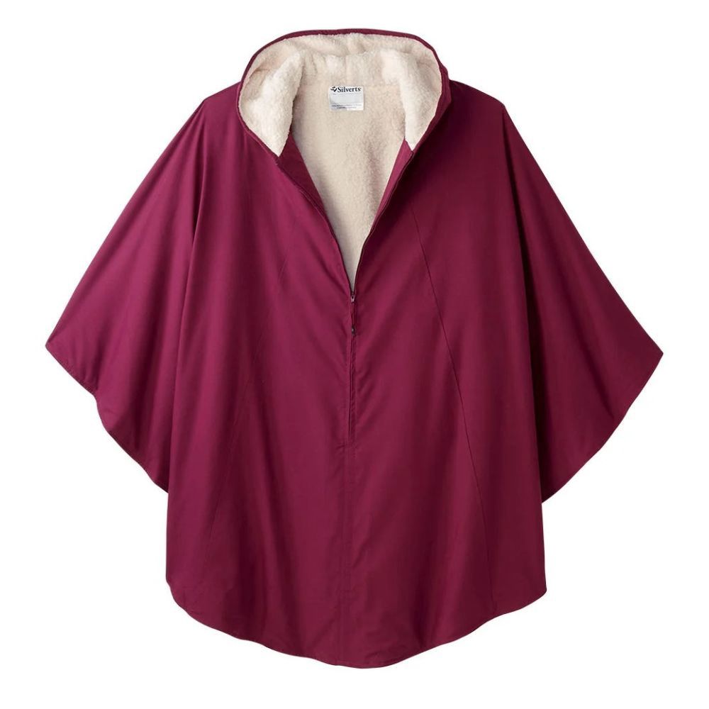 Cape d'hiver unisexe doublée fausse fourrure couleur framboise