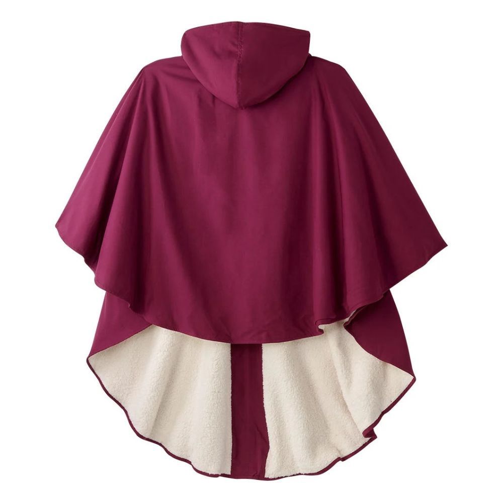 Cape d'hiver unisexe doublée fausse fourrure couleur framboise