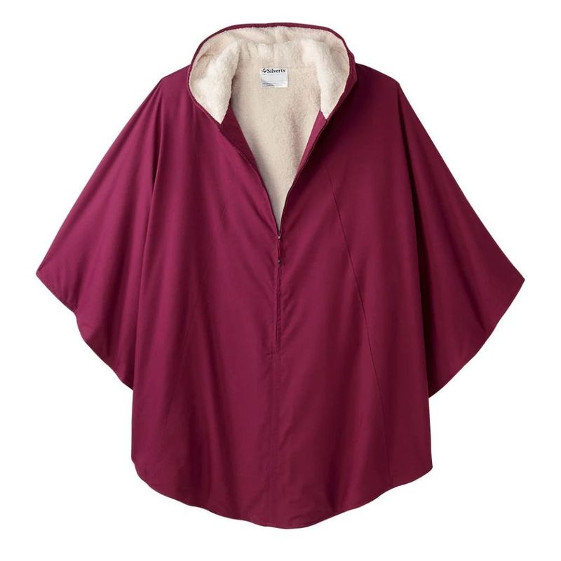 Cape d'hiver unisexe doublée fausse fourrure couleur framboise