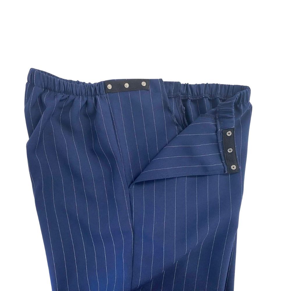 Pantalon adapté pour femmes - Polyester bleu rayé | Ouverture aux côtés